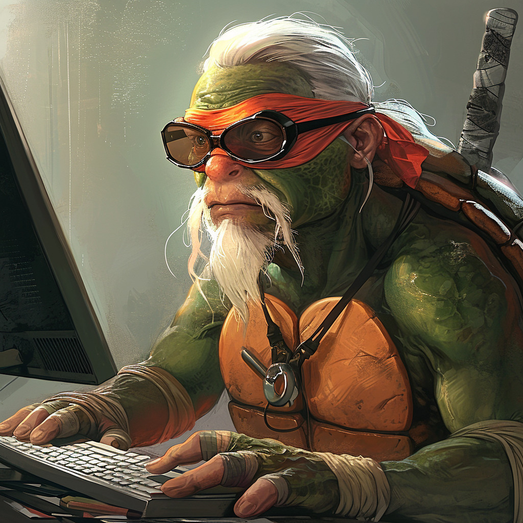 A picture of me as a Teenage Mutant Ninja Turtle.