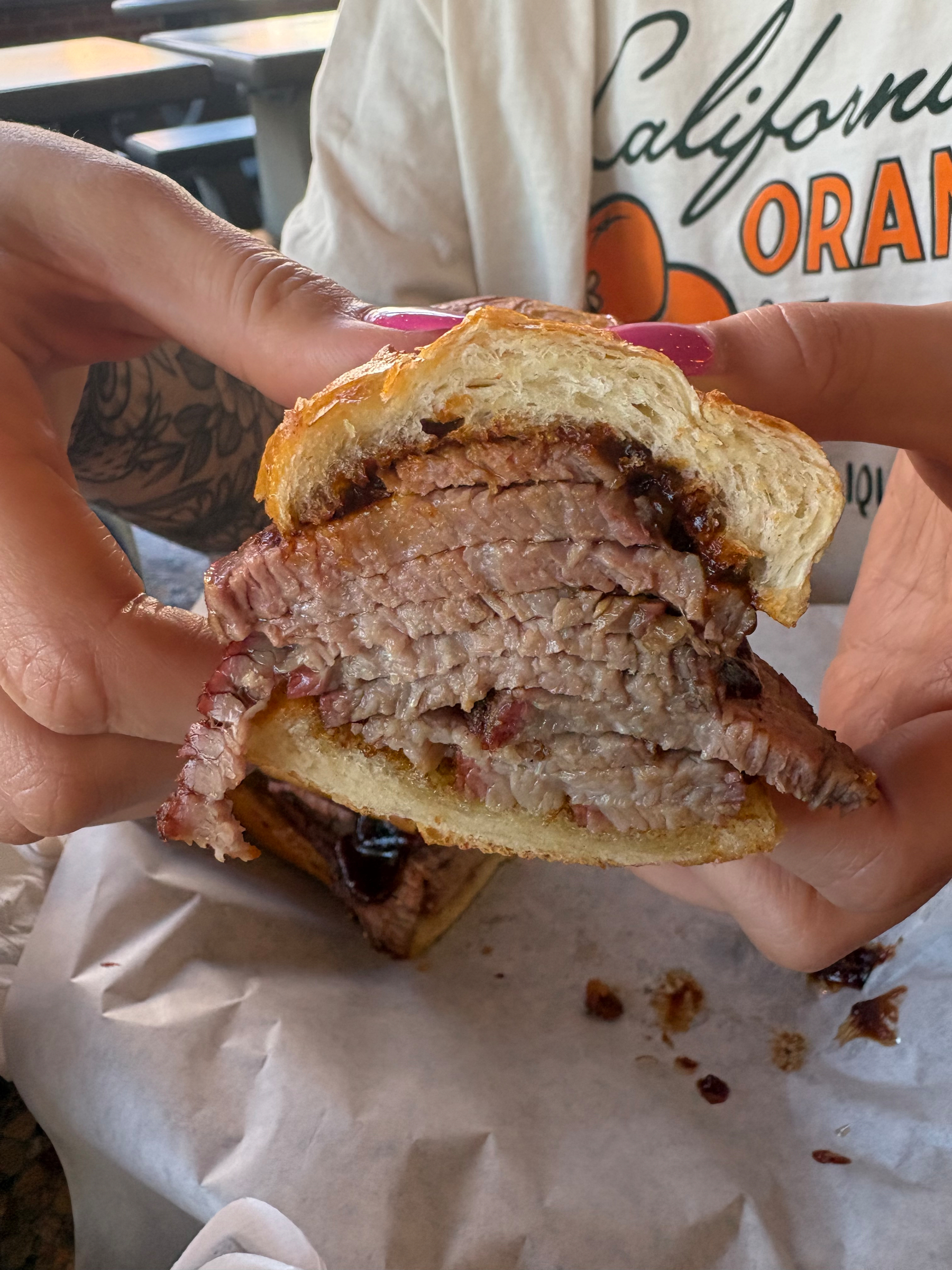 Picture of a tri-tip sandwich. 