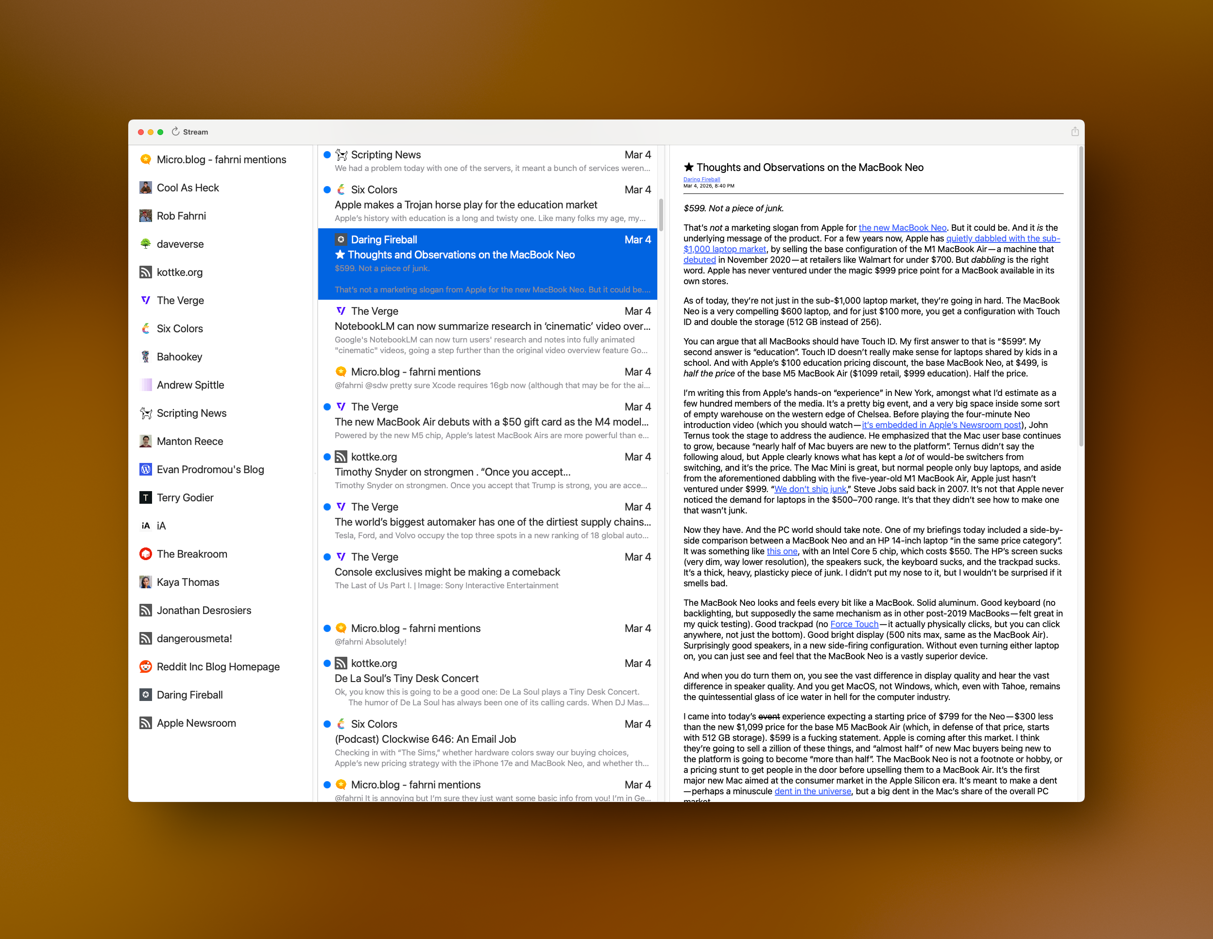Stream for Mac Blog View